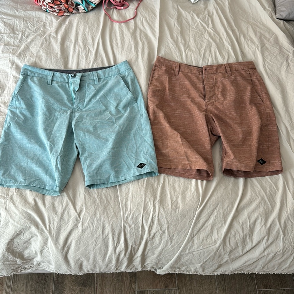 Rip curl Mirage Boardwalk shorts 2 pair 1 blue 1 red size 32 waist